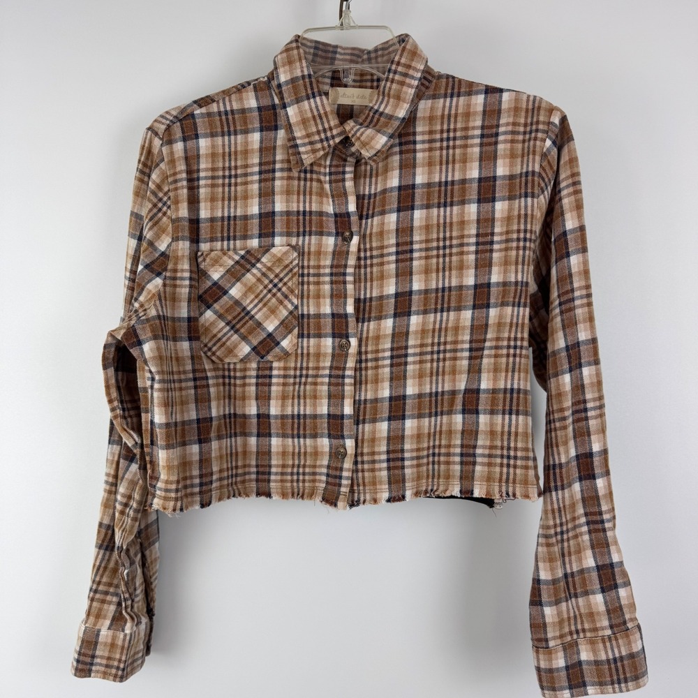 Altar'd State‎ Nashville Graphic Cropped Plaid Jacket XS Flannel Button Front